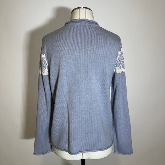 NWT Norton McNaughton Periwinkle Nordic Fair Isle Sweater Womens Petite Size PM - Picture 7 of 11